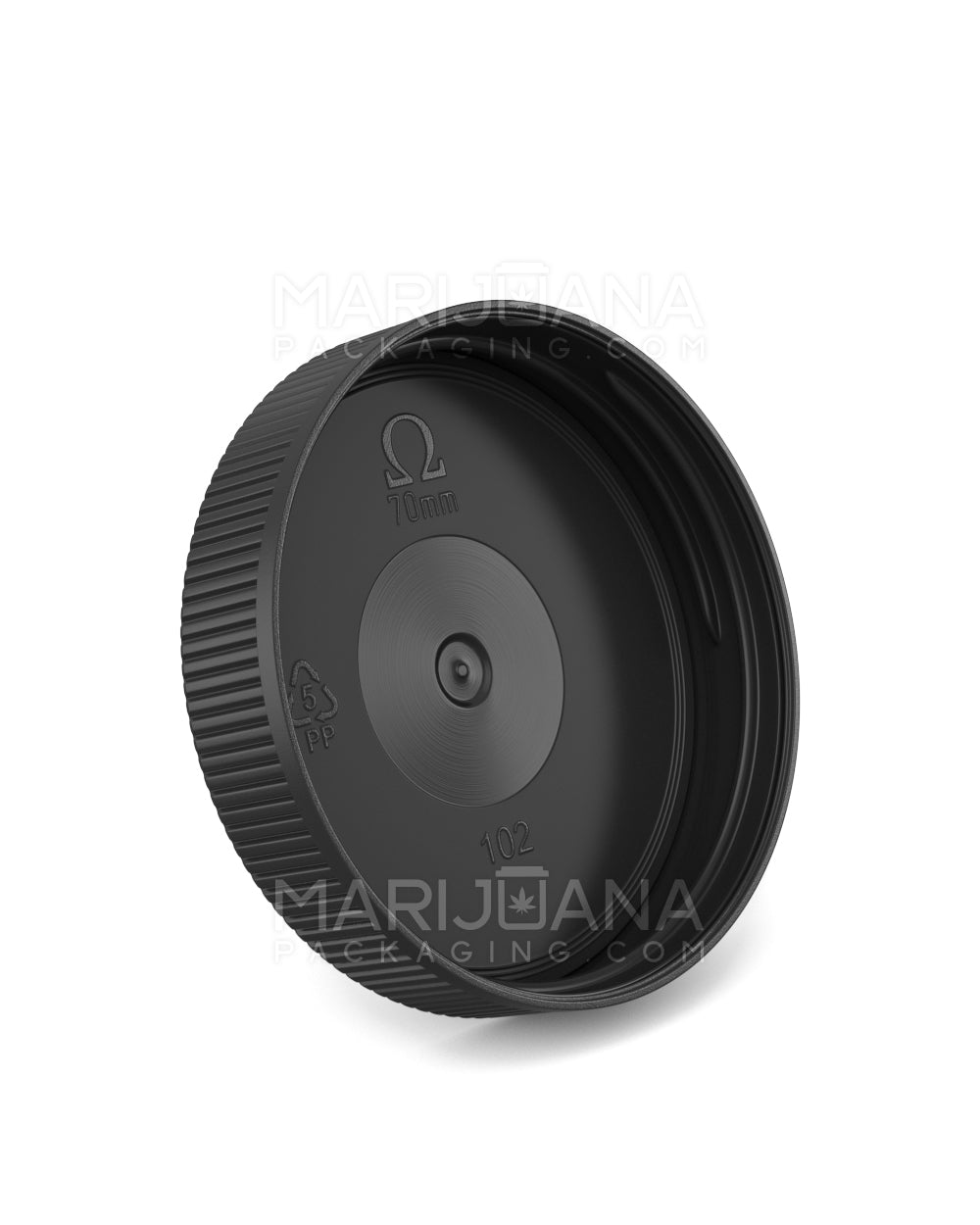 Child Resistant | Ribbed Push Down & Turn Plastic Caps | 70mm - Matte Black - 36 Count - 2