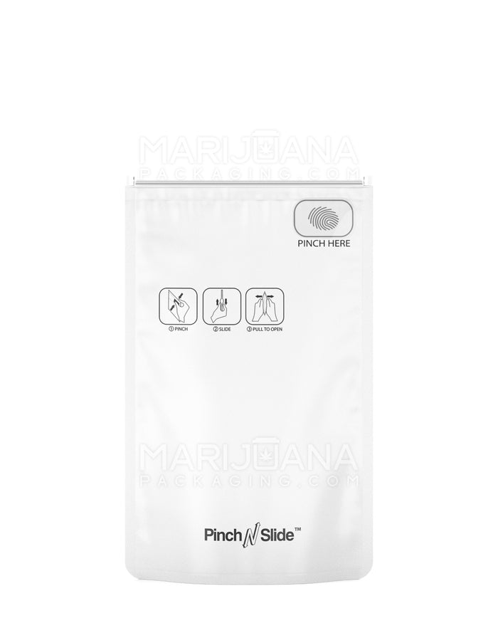 Child Resistant Pinch N Slide ASTM Matte White Mylar Bags | 4in x 6.5in - 7g | Sample Image