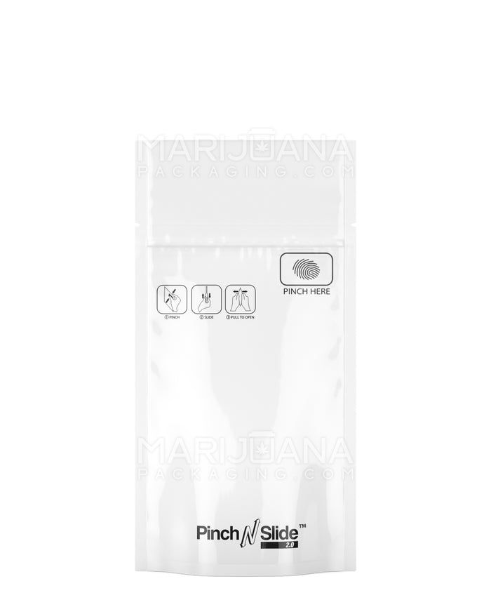 Child Resistant & Tamper Evident | Pinch N Slide 2.0 White Mylar Bags | 3.5in x 5in - 3.5g - 250 Count Image