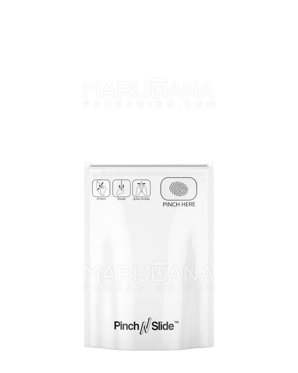 Child Resistant Pinch N Slide ASTM Matte White Mylar Bags | 3.5in x 5in - 3.5g | Sample - 1