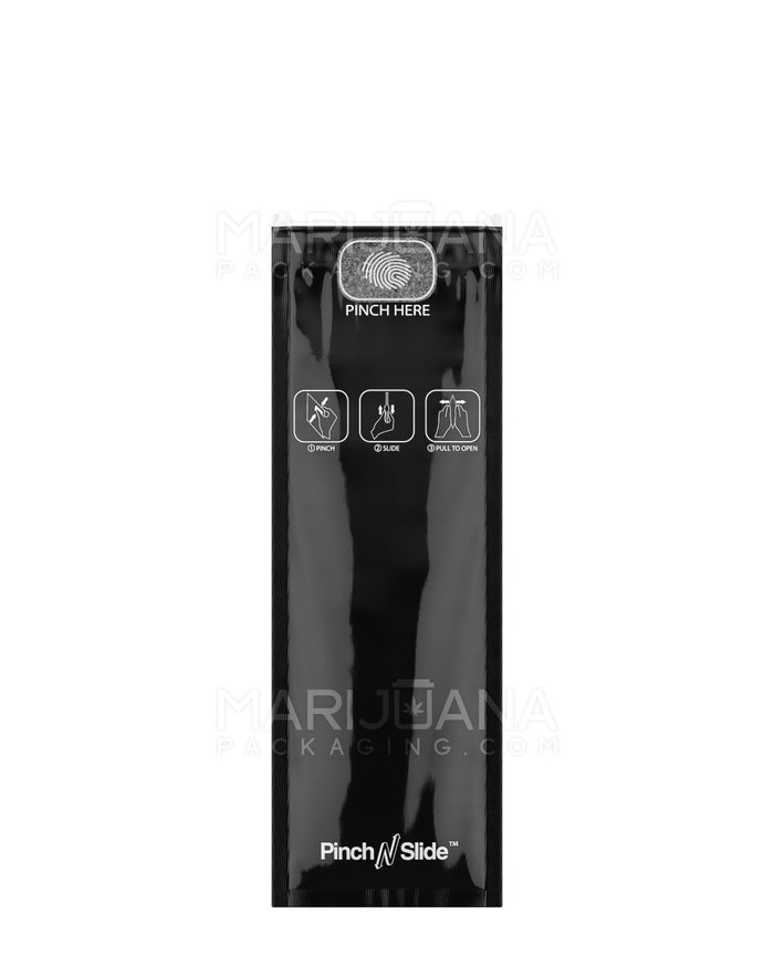 Child Resistant Pinch N Slide ASTM Matte Black Mylar Bags | 2.4in x 7.2in - 2.5g | Sample Image