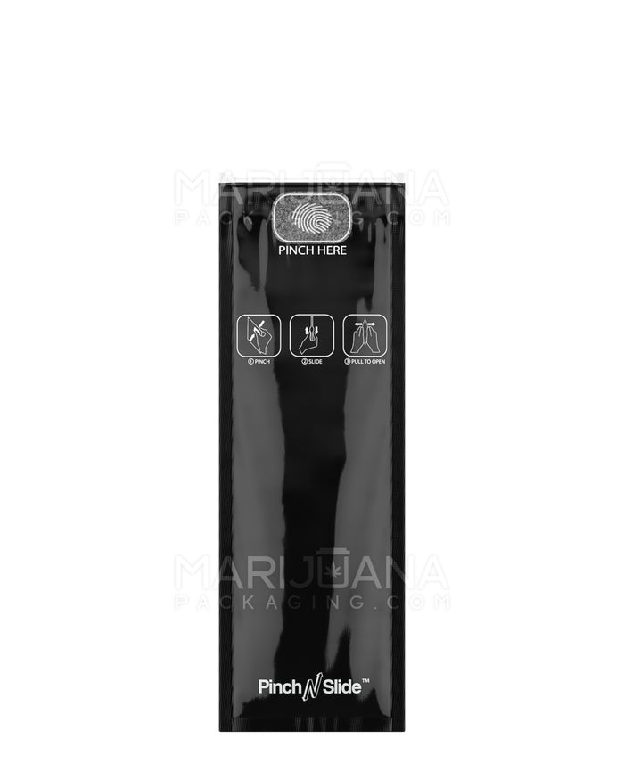 Child Resistant | Pinch N Slide ASTM Glossy Black Mylar Bags | 2.4in x 7.2in - 2.5g - 250 Count Image