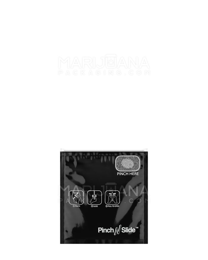 Child Resistant Pinch N Slide ASTM Matte Black Mylar Bags | 3.4in x 3.7in - 1g | Sample Image