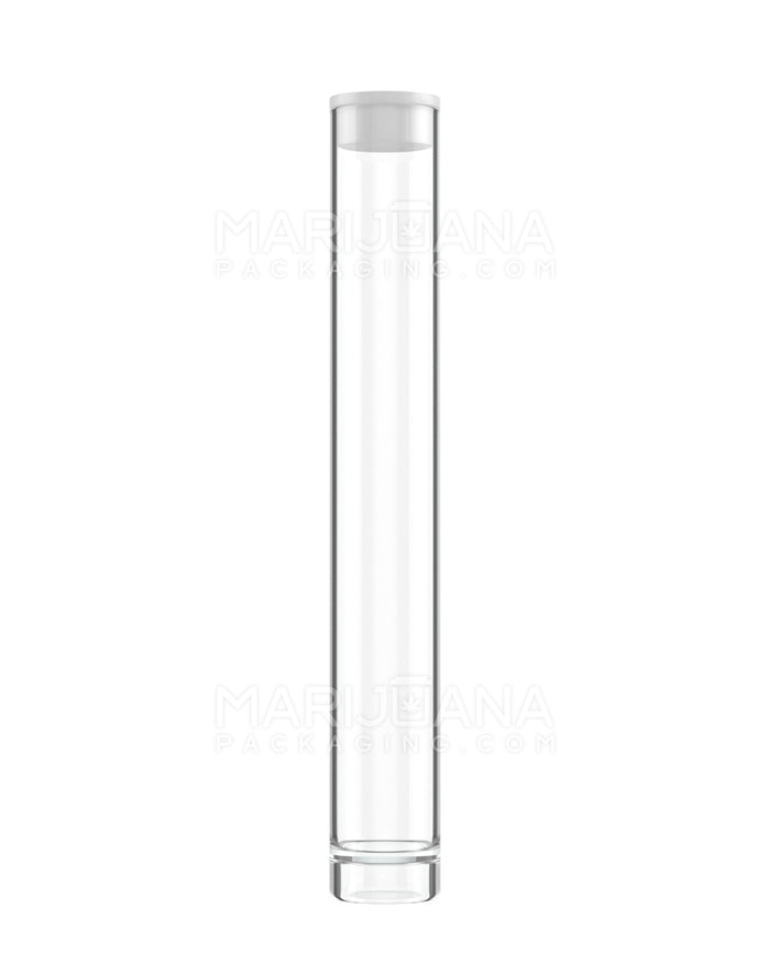 Buttonless Vape Cartridge Tube w/ White Cap | 86mm - Clear Plastic | Sample Image