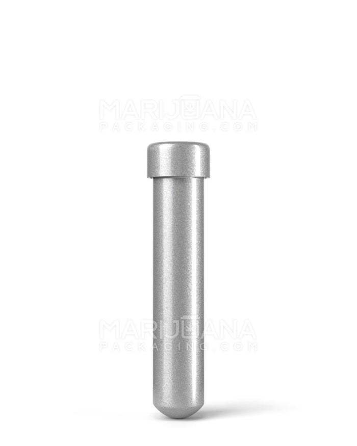 Child Resistant Push Down and Turn Screw On Opaque Aluminum Metal Pre-Roll Tubes | 95mm - Silver | Sample Image