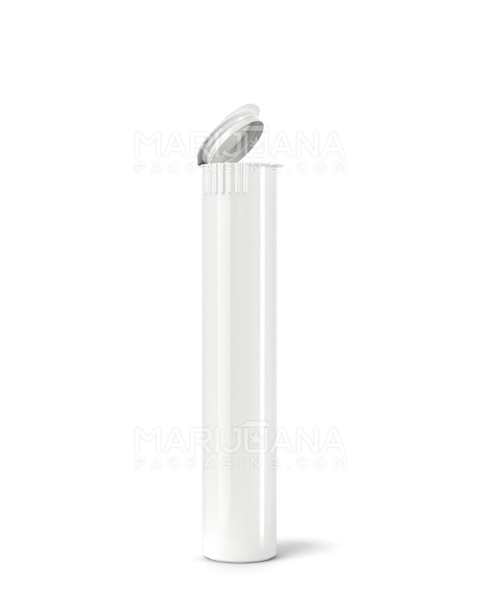 Child Resistant Pop Top Opaque Plastic Pre-Roll Tubes (Open) | 98mm - White | Sample Image