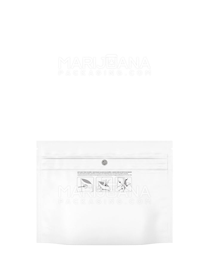 Child Resistant & Tamper Evident DymaPak White Mylar Exit Bags | 8in x 6in - 28g | Sample Image