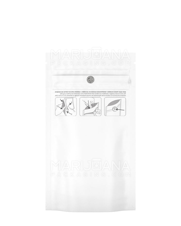 Child Resistant & Tamper Evident DymaPak White Mylar Bag | 4in x 7in - 7g | Sample Image