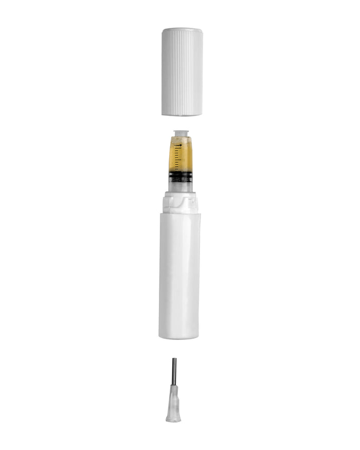 Child Resistant & Luer Lock | DymaPak Twistspenser White Plastic Dab Applicator Syringes w/ Tip | 1mL - 0.33mL Increments - 500 Count Image