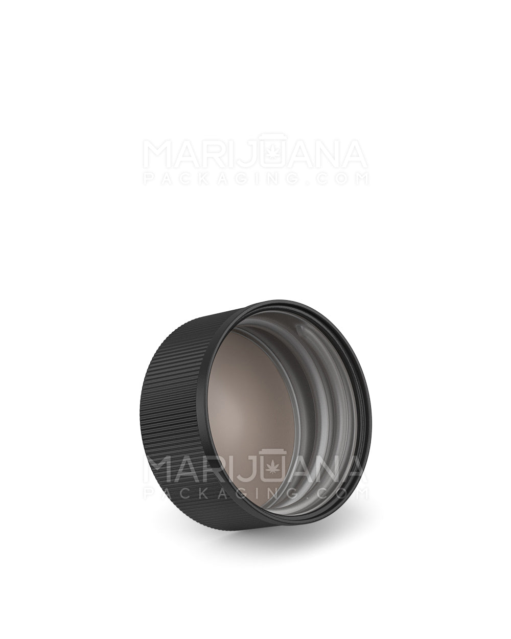 Child Resistant | Ribbed Push Down & Turn Plastic Caps w/ Teflon Liner | 28mm - Semi Gloss Black - 504 Count - 2