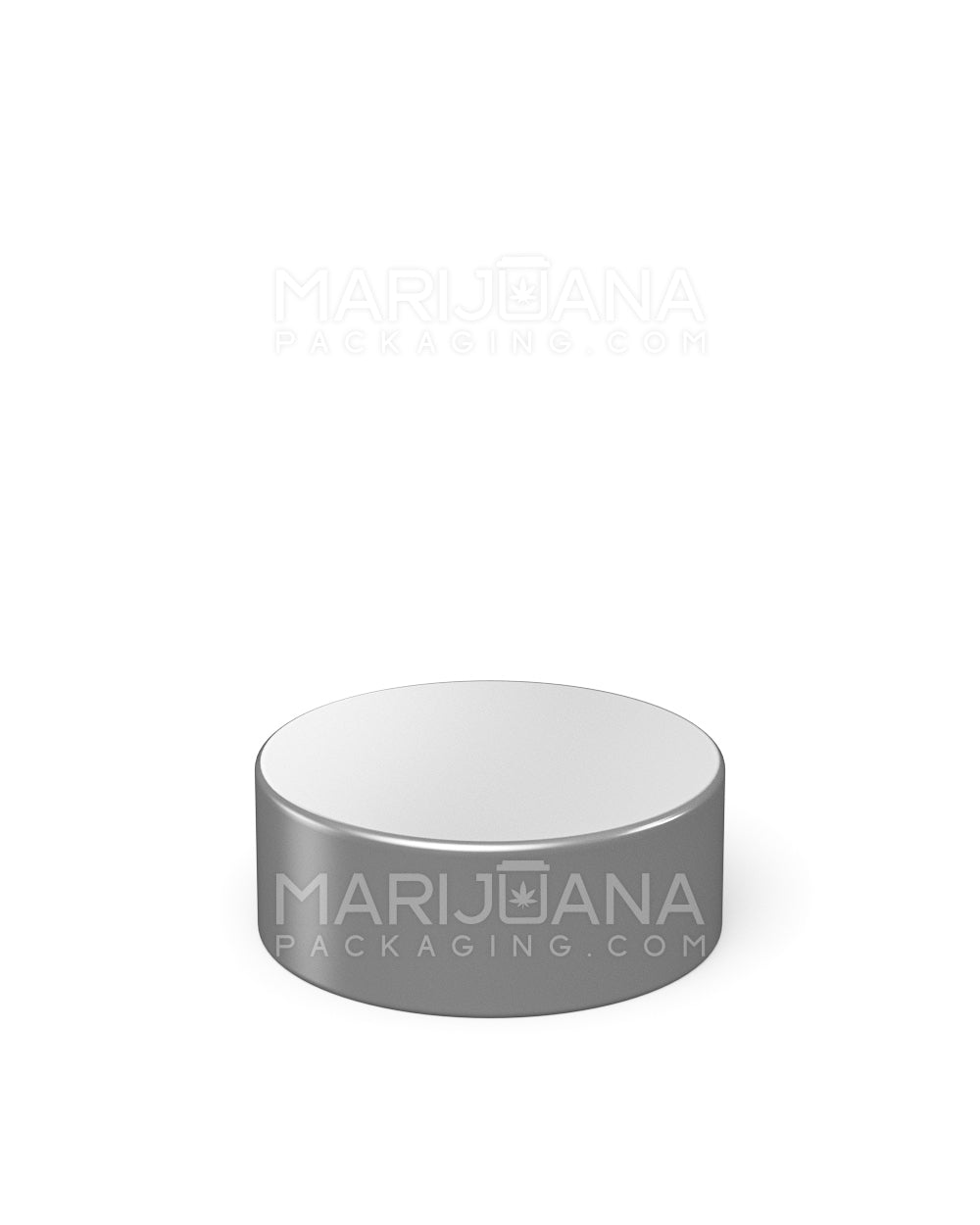 Child Resistant Dome Push Down & Turn Plastic Caps w/ Foil Liner | 38mm - Matte Silver | Sample - 3