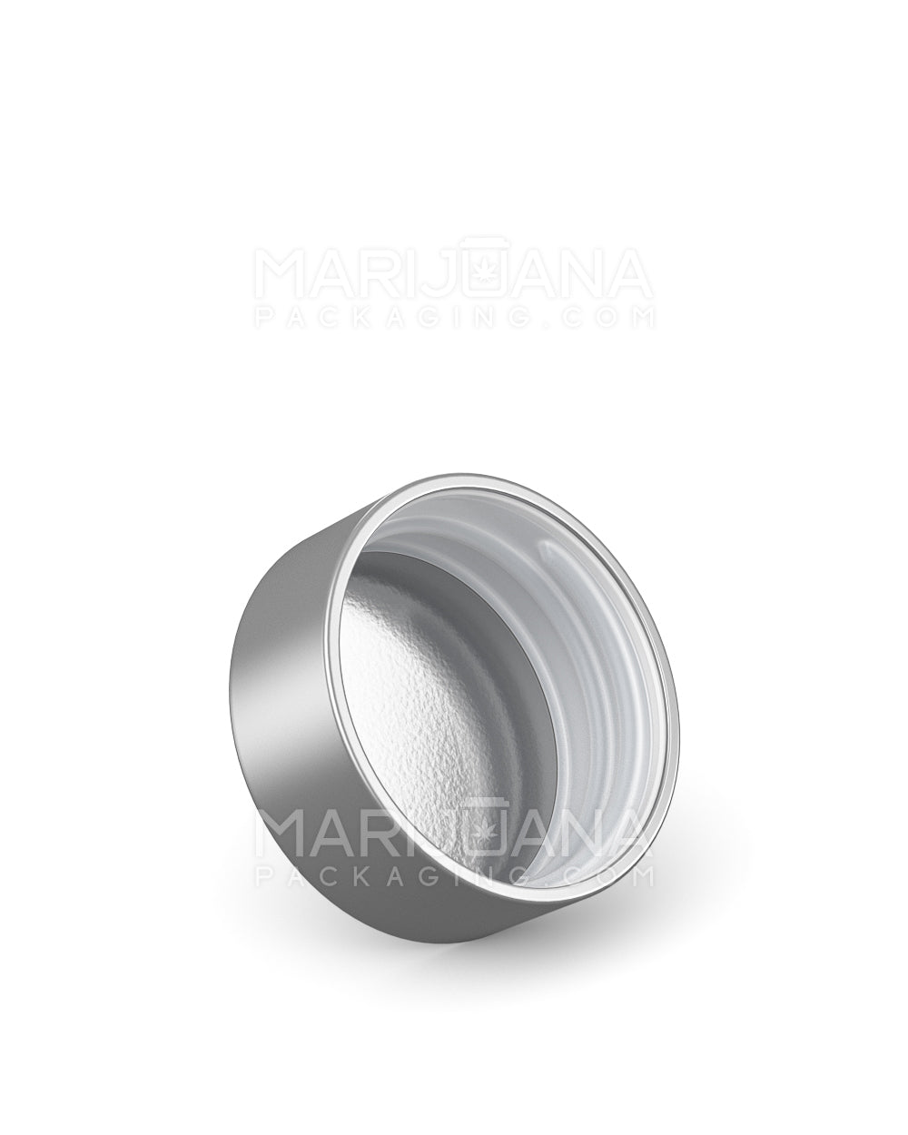 Child Resistant Dome Push Down & Turn Plastic Caps w/ Foil Liner | 38mm - Matte Silver | Sample - 2