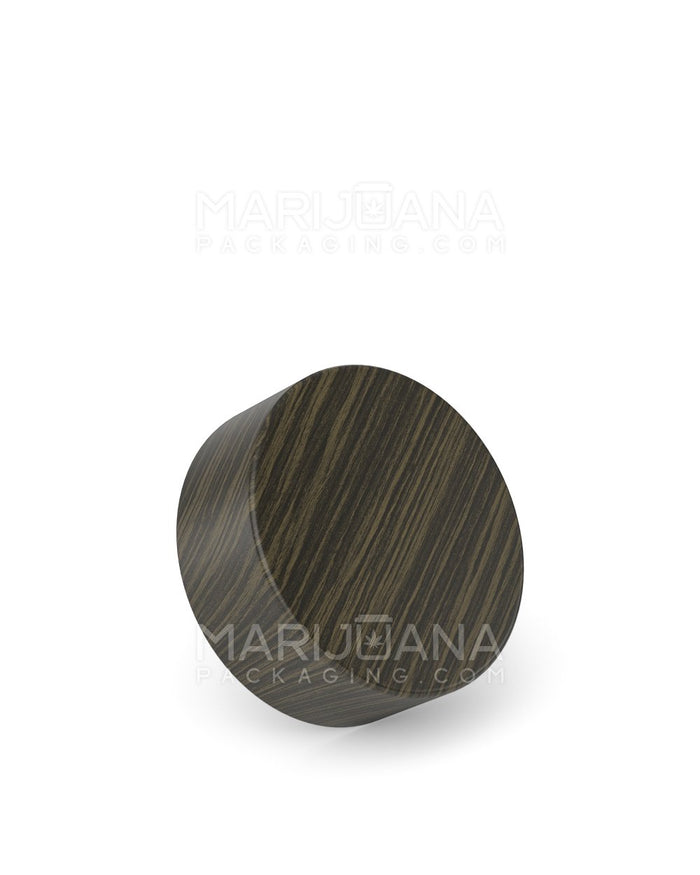 Child Resistant Flat Push Down & Turn Plastic Caps | 38mm - Ebony Wood | Sample Image