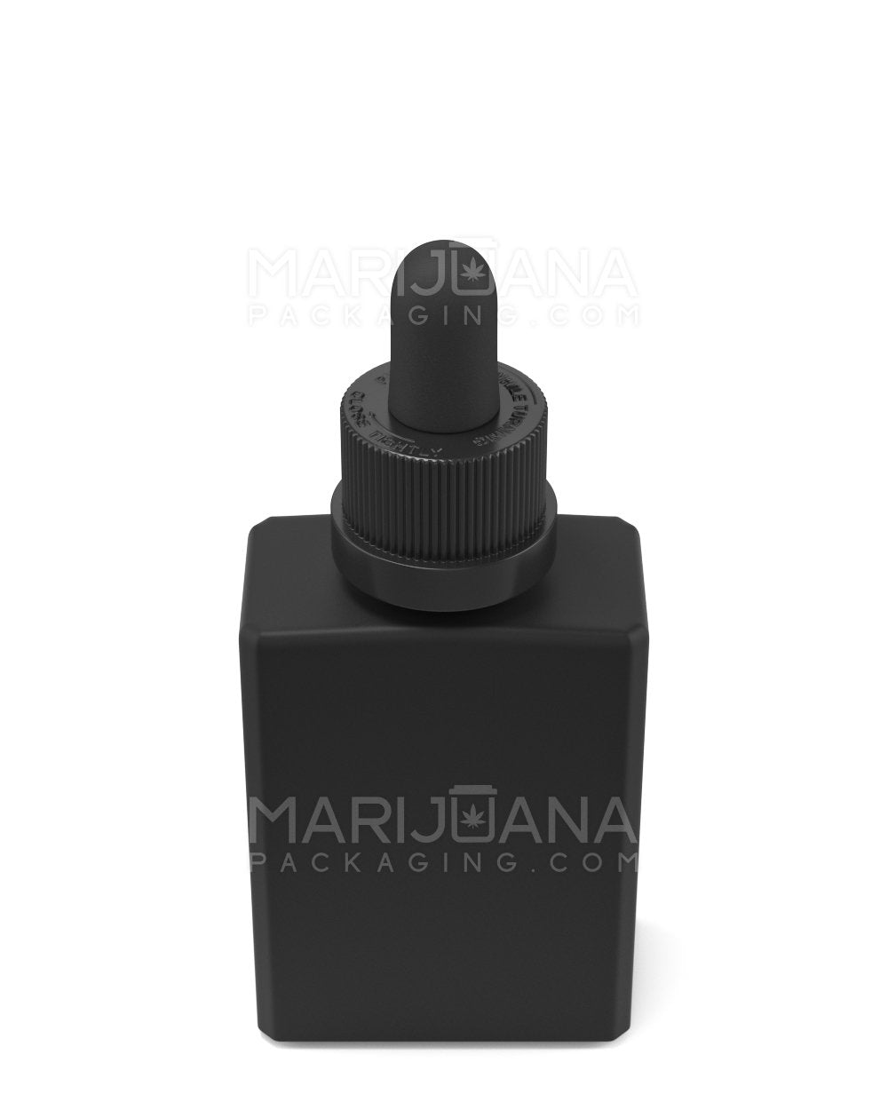 Child Resistant | Rectangular Glass Tincture Bottles w/ Black Ribbed Dropper Cap | 30mL - Matte Black | Sample - 4