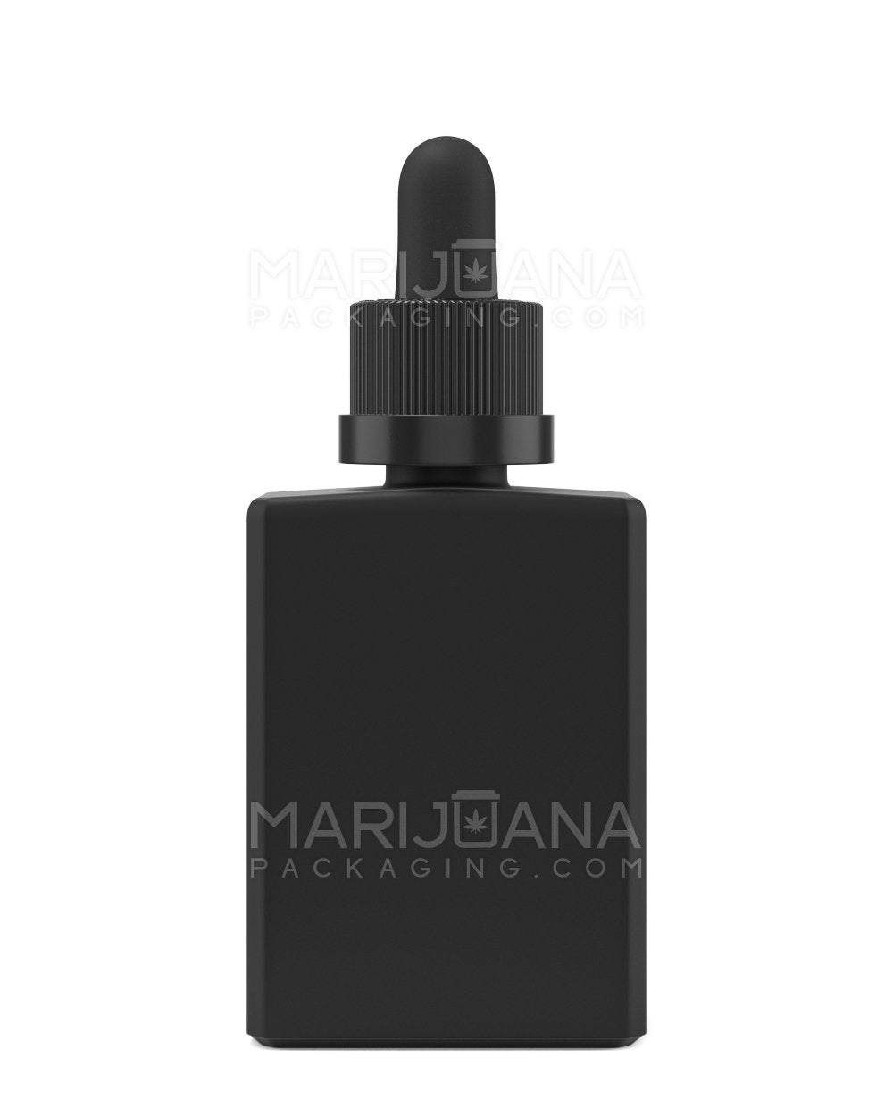 Child Resistant | Rectangular Glass Tincture Bottles w/ Black Ribbed Dropper Cap | 30mL - Matte Black | Sample - 2