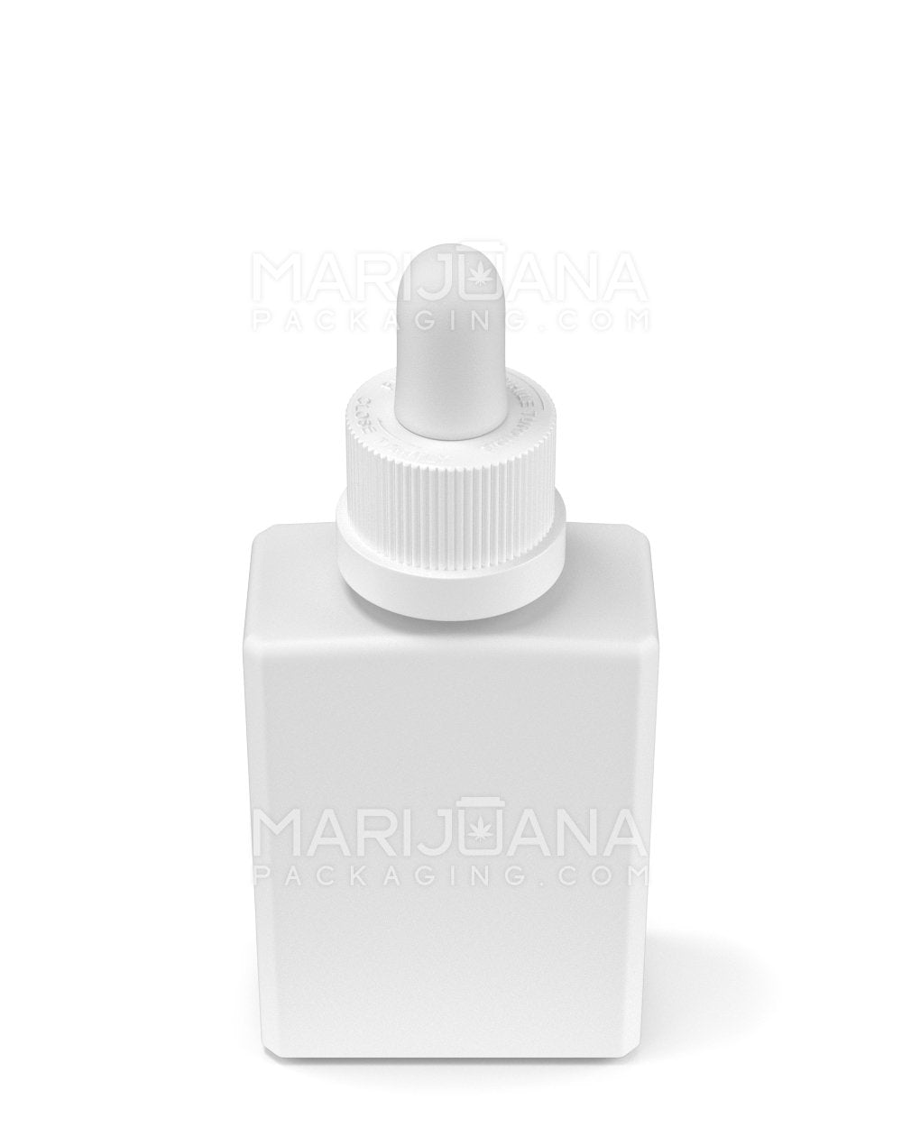 Child Resistant | Rectangular Glass Tincture Bottles w/ White Ribbed Dropper Cap | 30mL - Matte White | Sample - 4