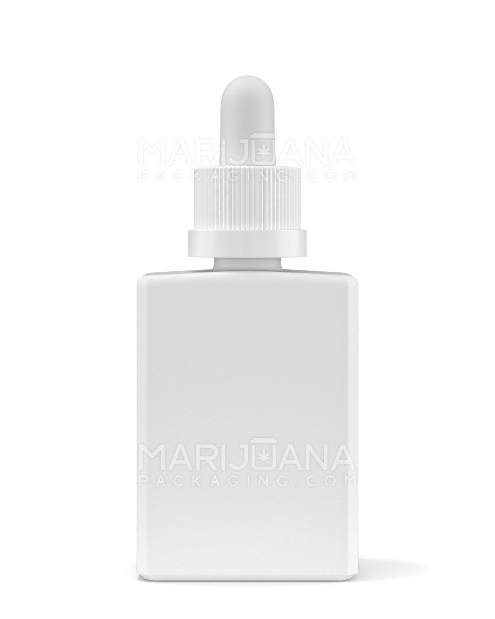 Child Resistant | Rectangular Glass Tincture Bottles w/ White Ribbed Dropper Cap | 30mL - Matte White | Sample - 2