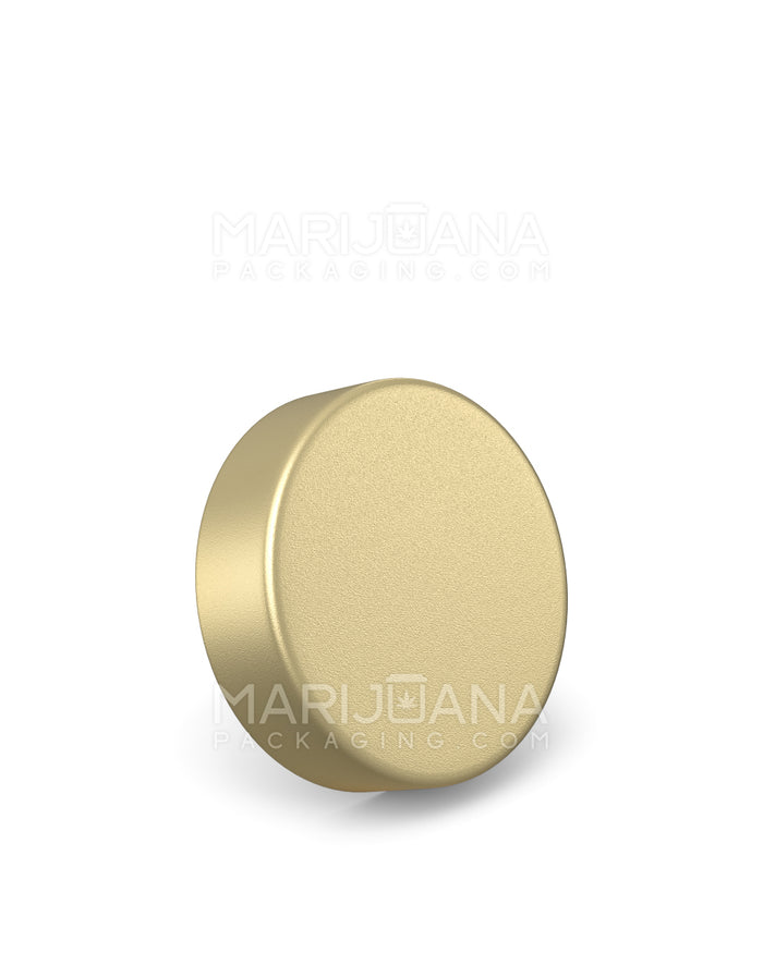 Child Resistant Smooth Flat Push Down & Turn Plastic Caps w/ Foam Liner | 50mm - Matte Gold | Sample Image