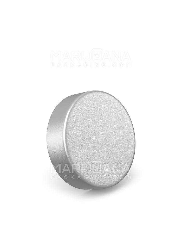 Child Resistant Smooth Flat Push Down & Turn Plastic Caps w/ Foam Liner | 50mm - Matte Silver | Sample Image