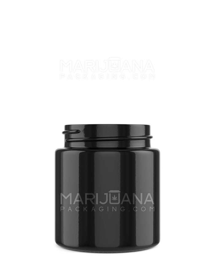 Straight Sided Glossy Black Glass Jars | 50mm - 3oz | Sample Image