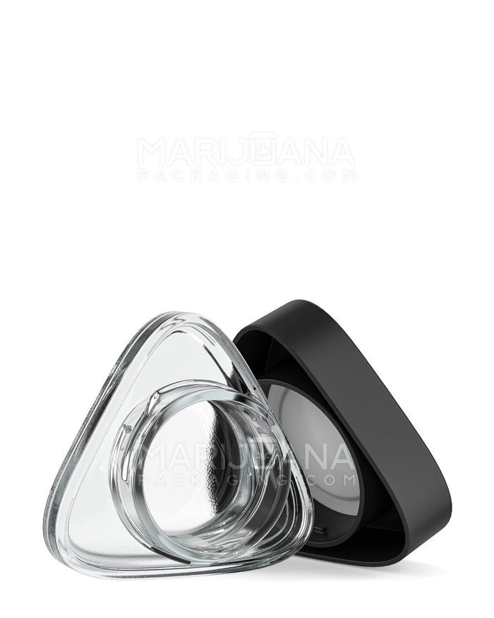 Child Resistant | Clear Glass Triangle Concentrate Jar w/ Black Cap | 24mm - 5mL - 240 Count Image