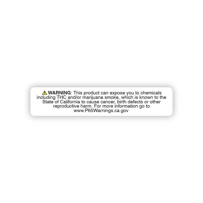 California Marijuana Prop 65 Warning Compliance Label | .5in x 2.5in - Long Form - 1000 Count Image