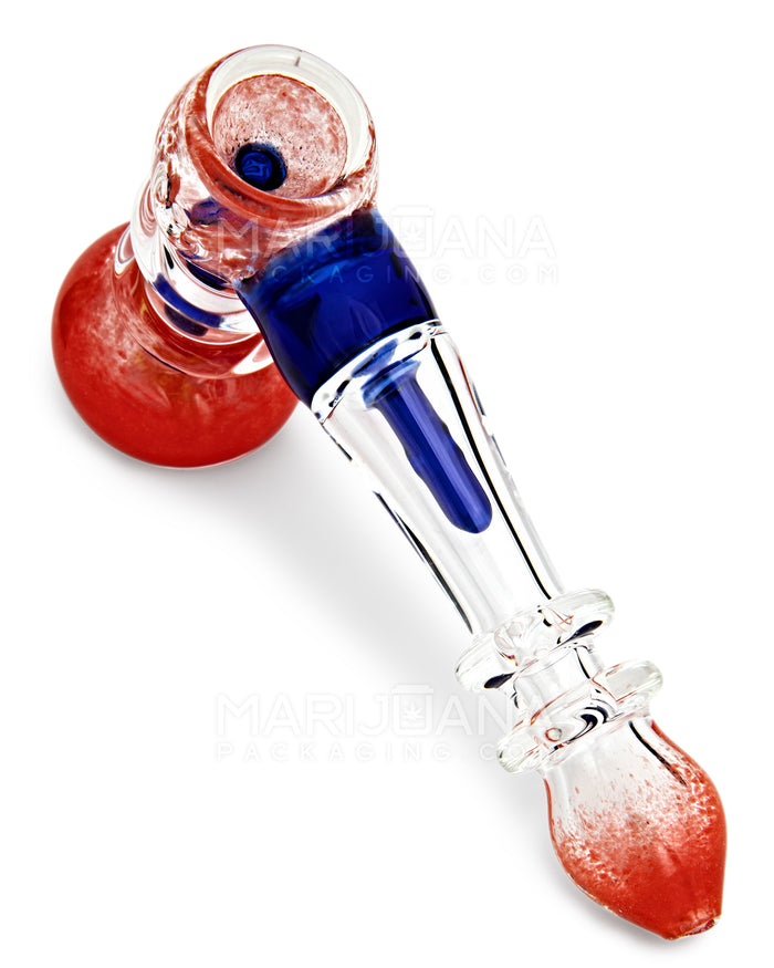 Ringed Frit Hammer Bubbler | 6in Long - Glass - Red & Blue Image