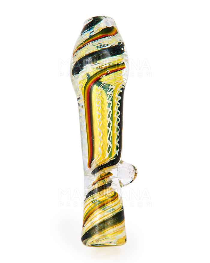 Dichro & Gold Fumed Chillum Hand Pipe w/ Ribboning & Stripes | 3in Long - Glass - Assorted Image