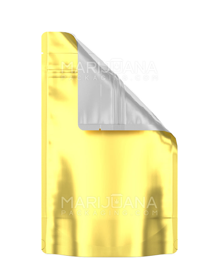 Tamper Evident Matte Gold Vista Mylar Bag | 5in x 8.1in - 14g | Sample Image