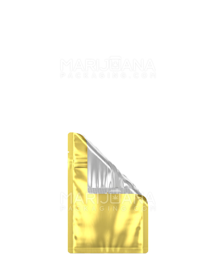 Tamper Evident Matte Gold Vista Mylar Bag | 3in x 4.5 in - 1g | Sample Image