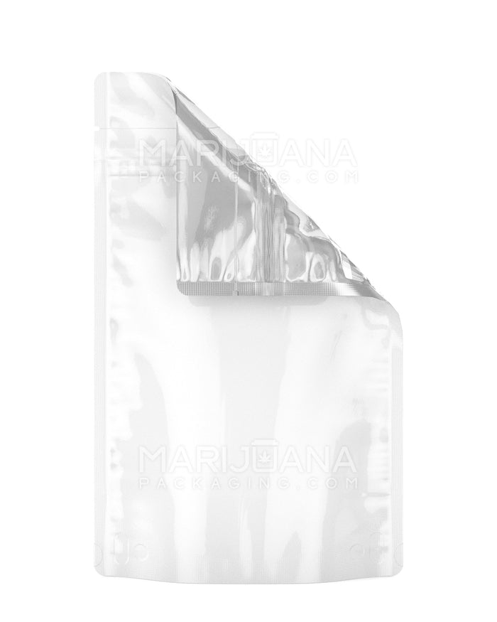 Tamper Evident Glossy White Vista Mylar Bags | 5in x 8.1in - 14g | Sample Image