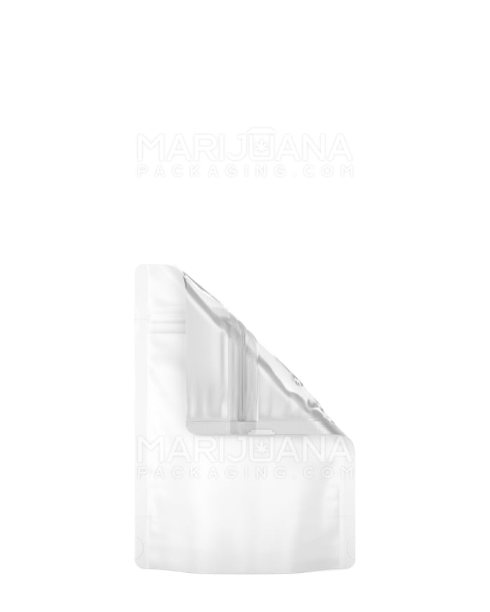 Tamper Evident Glossy White Vista Mylar Bags | 3.6in x 5in - 3.5g | Sample Image