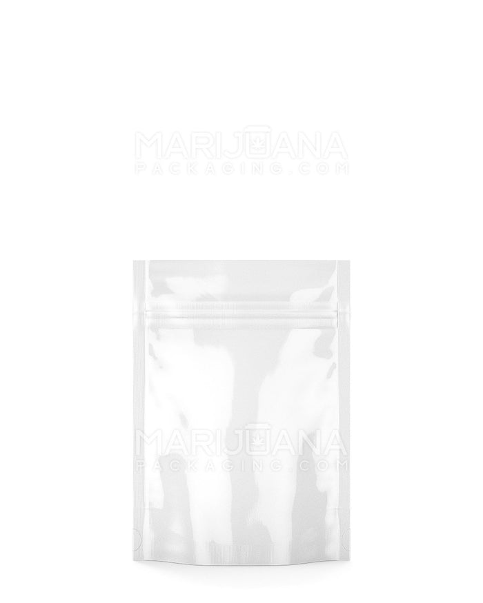 Tamper Evident | Glossy White Mylar Bag | 3.6in x 5in - 3.5g | Sample Image