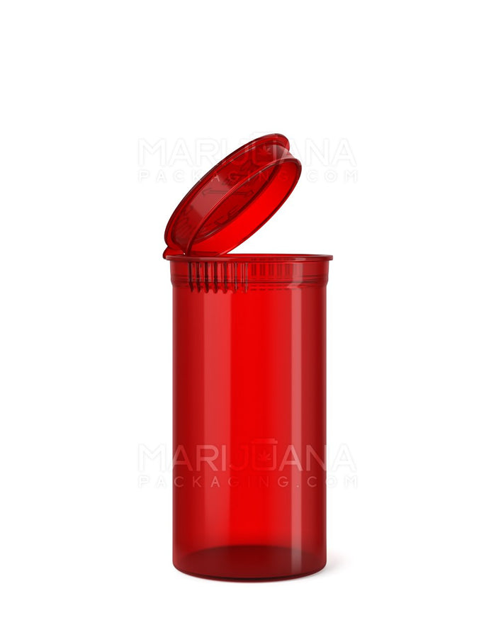 Child Resistant Transparent Red Pop Top Bottles | 13dr - 2g | Sample Image