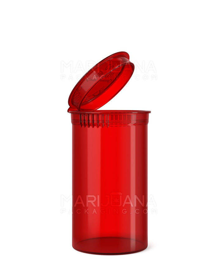 Child Resistant Transparent Red Pop Top Bottles | 19dr - 3.5g | Sample Image