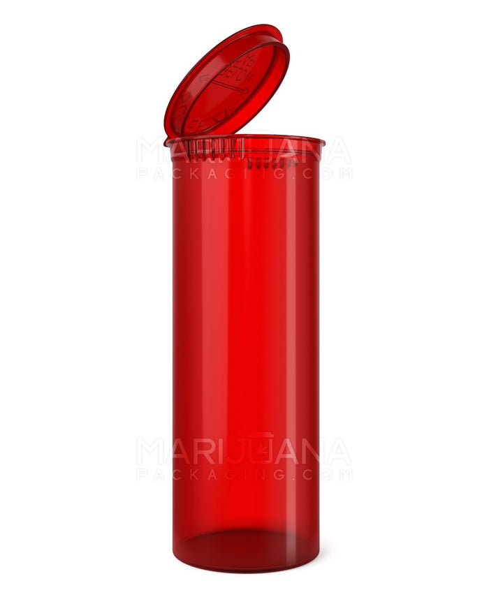 Child Resistant Transparent Red Pop Top Bottles | 60dr - 14g | Sample Image