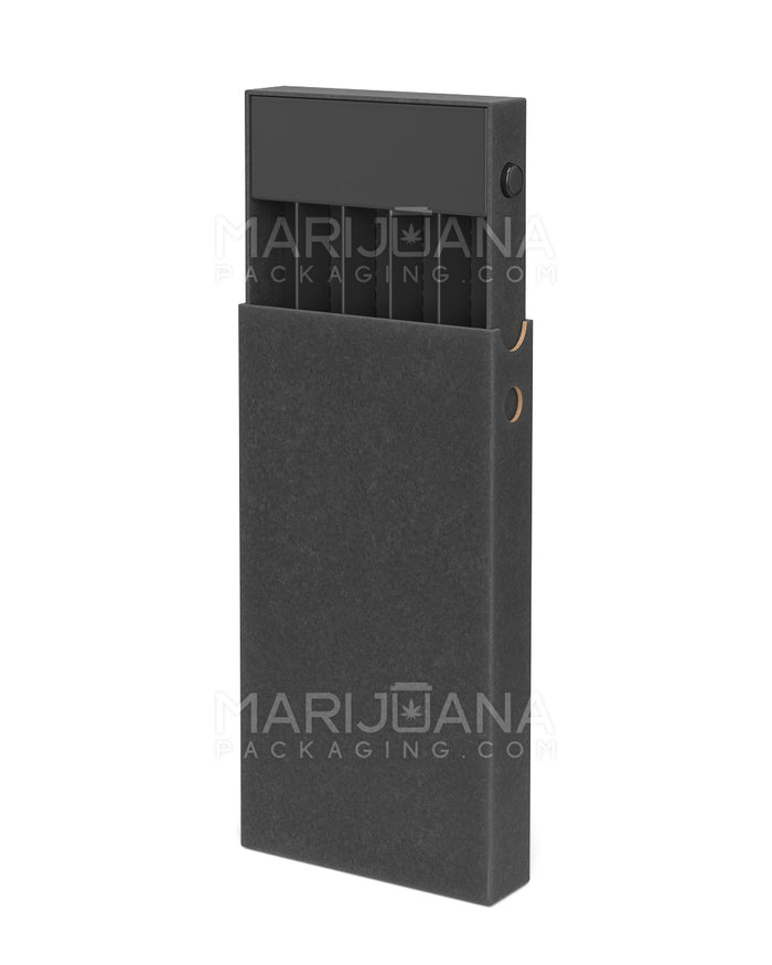 Child Resistant & Sustainable 100% Recyclable Pre-Roll Slim Joint Case w/ Press Button | 145mm x 77mm - Black Cardboard | Sample Image