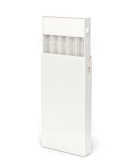 Child Resistant & Sustainable 100% Recyclable Pre-Roll Slim Joint Case w/ Press Button | 145mm x 77mm - White Cardboard | Sample