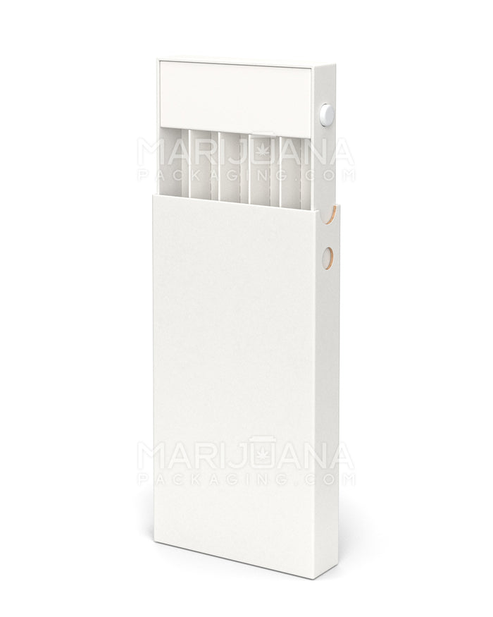 Child Resistant & Sustainable 100% Recyclable Pre-Roll Slim Joint Case w/ Press Button | 145mm x 77mm - White Cardboard | Sample Image