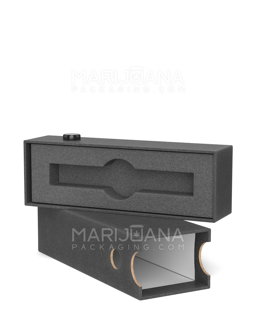 Child Resistant & Sustainable | 100% Recyclable Cardboard Vape Cartridge Box w/ Button & Foam Insert | 100mm - Black  - 6