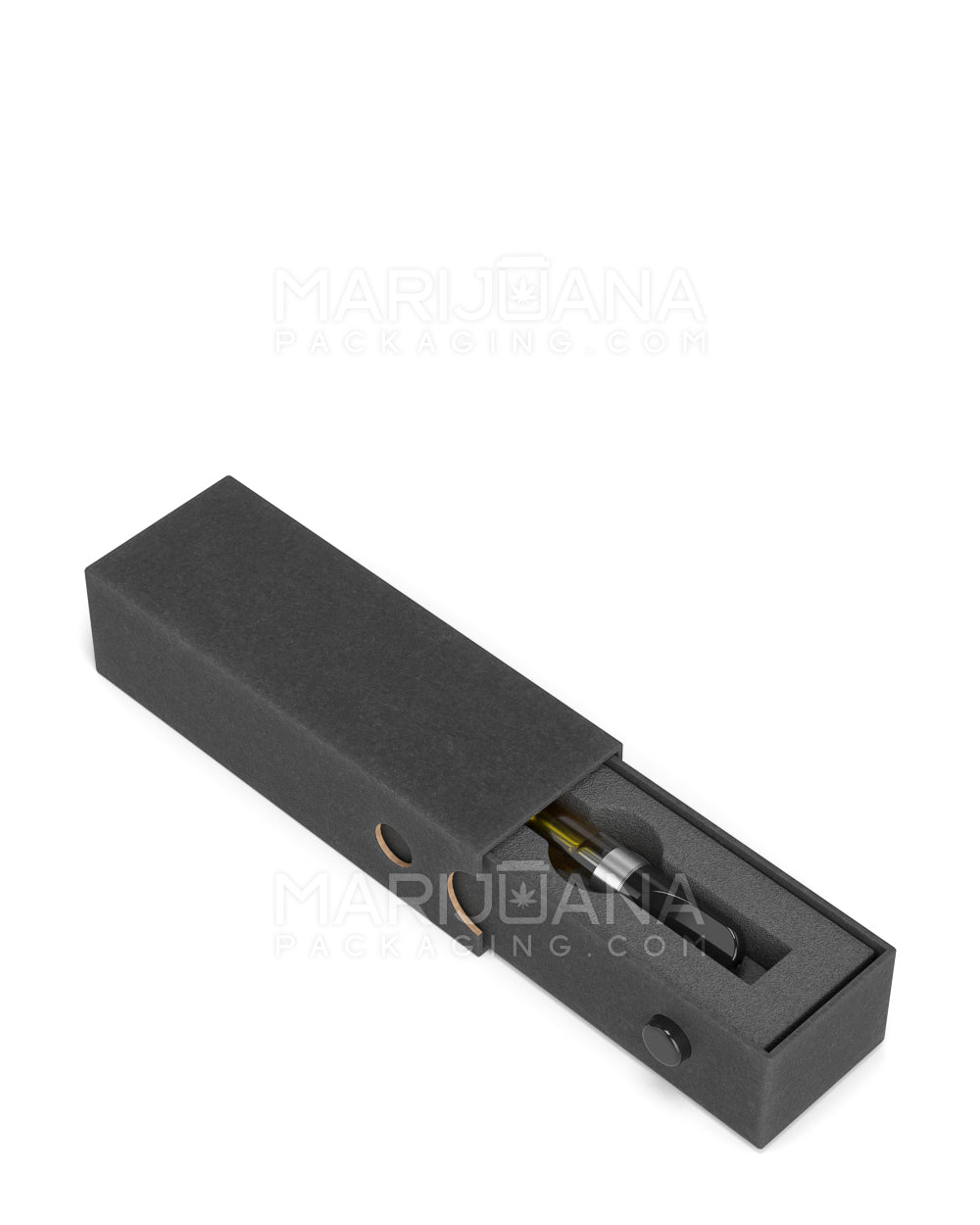 Child Resistant & Sustainable | 100% Recyclable Cardboard Vape Cartridge Box w/ Button & Foam Insert | 100mm - Black  - 2