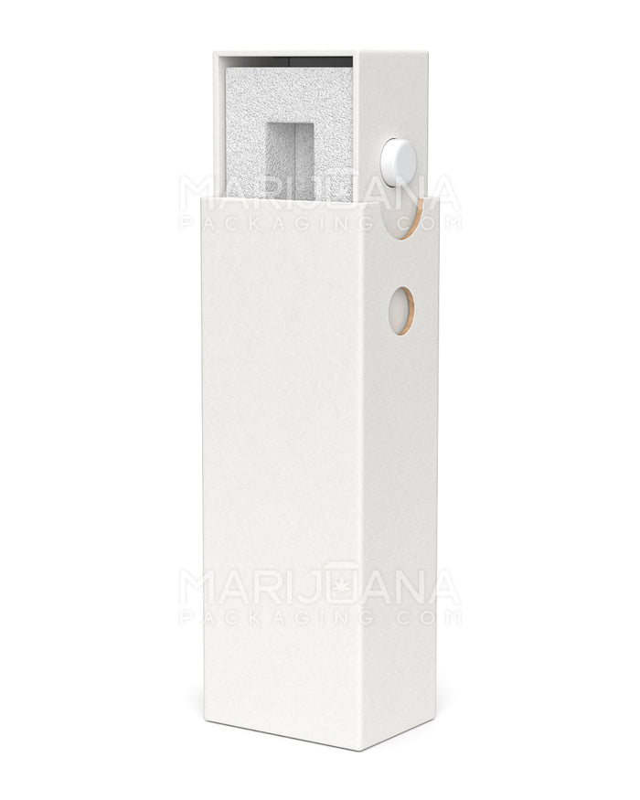 Child Resistant & Sustainable | 100% Recyclable Cardboard Vape Cartridge Box w/ Press Button & Foam Insert | 100mm - White - 100 Count Image