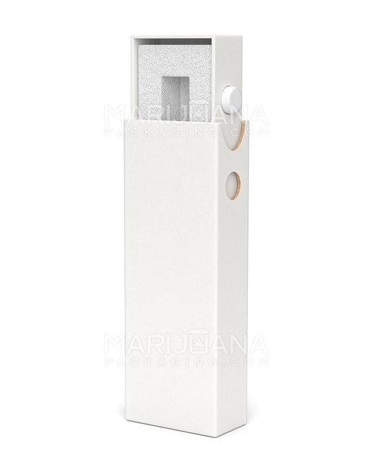 Child Resistant & Sustainable 100% Recyclable Slim Cardboard Vape Cartridge Box w/ Press Button & Foam Insert | 100mm - White | Sample