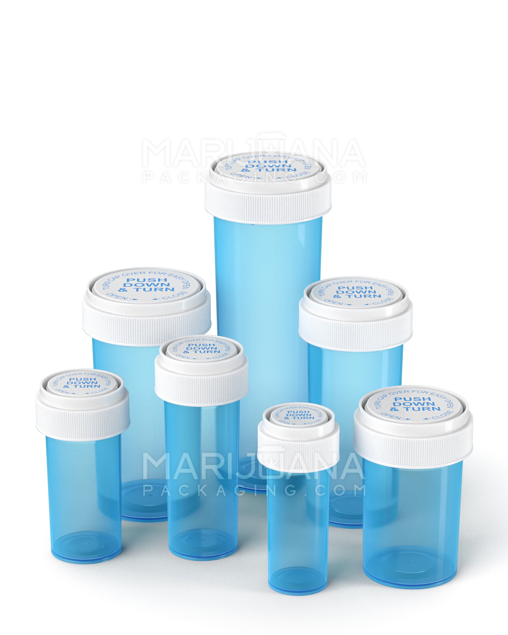 Child Resistant | Blue Reversible Cap Vials | 8dr - 1g - 410 Count - 10