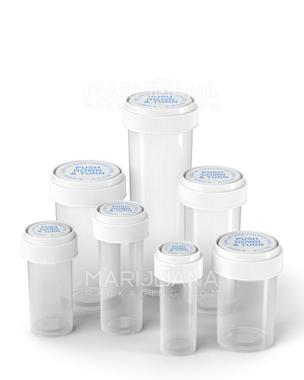 Child Resistant | Clear Reversible Cap Vials | 40dr - 10g - 150 Count - 10