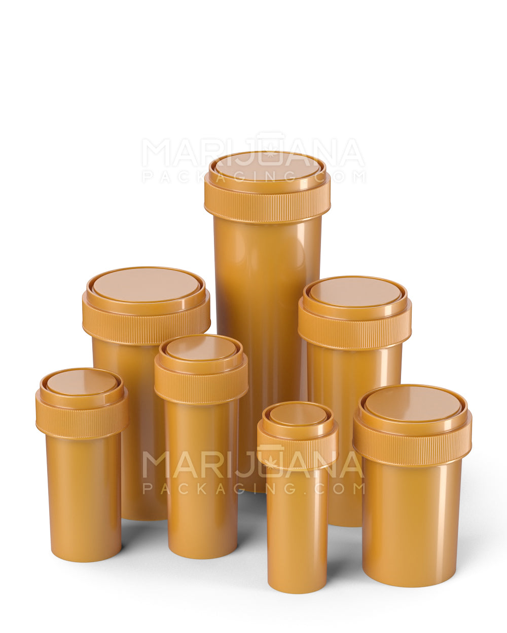 Child Resistant | Opaque Gold Blank Cap Reversible Vials | 60dr - 14g - 100 Count - 10