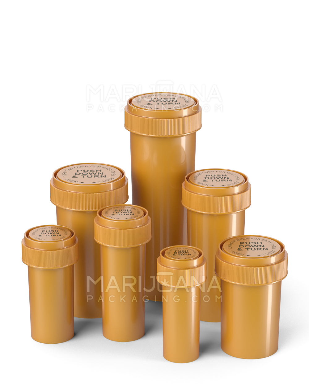 Child Resistant | Opaque Gold Reversible Cap Vials | 20dr - 3.5g - 240 Count - 10