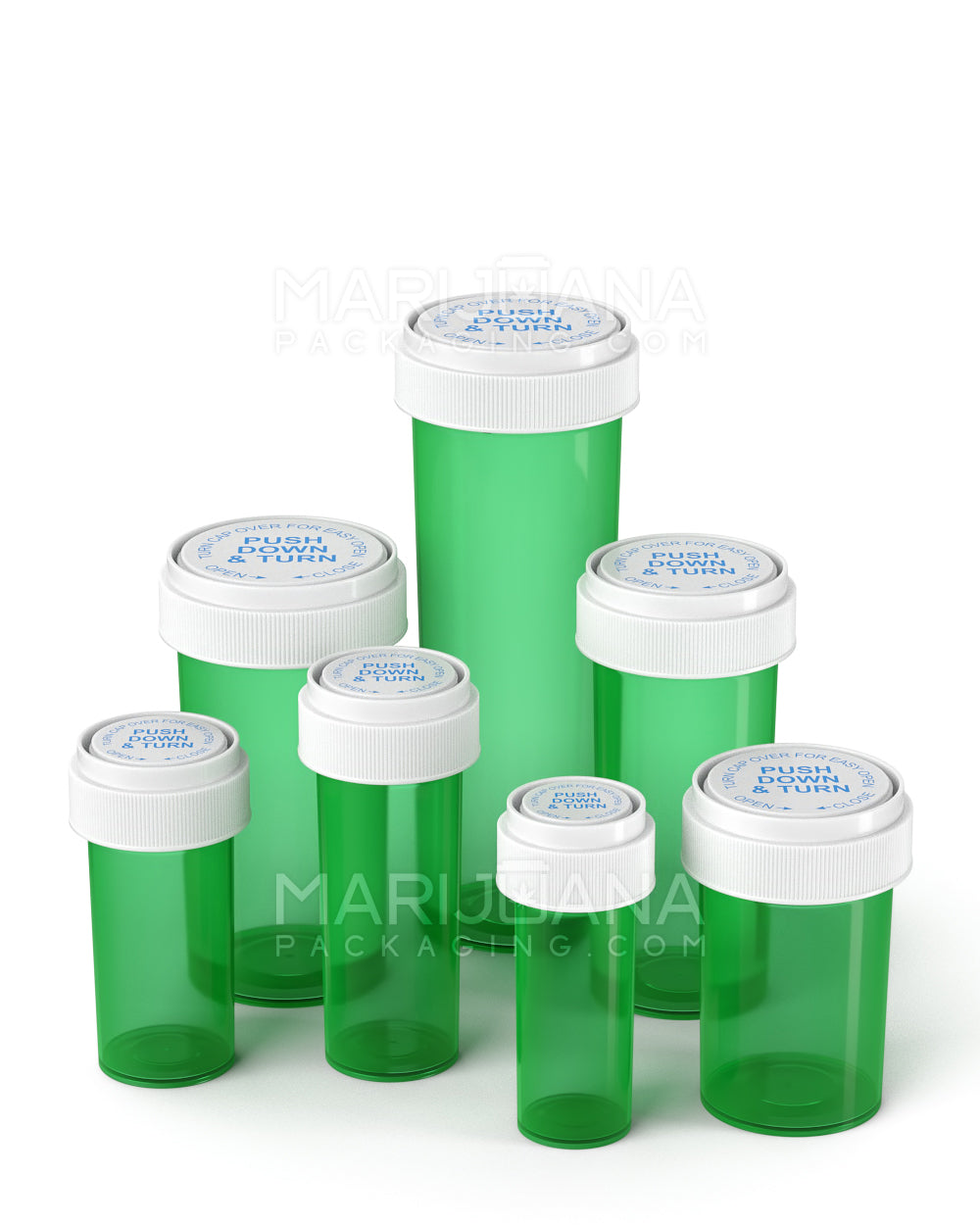 Child Resistant | Green Reversible Cap Vials | 8dr - 1g - 410 Count - 10