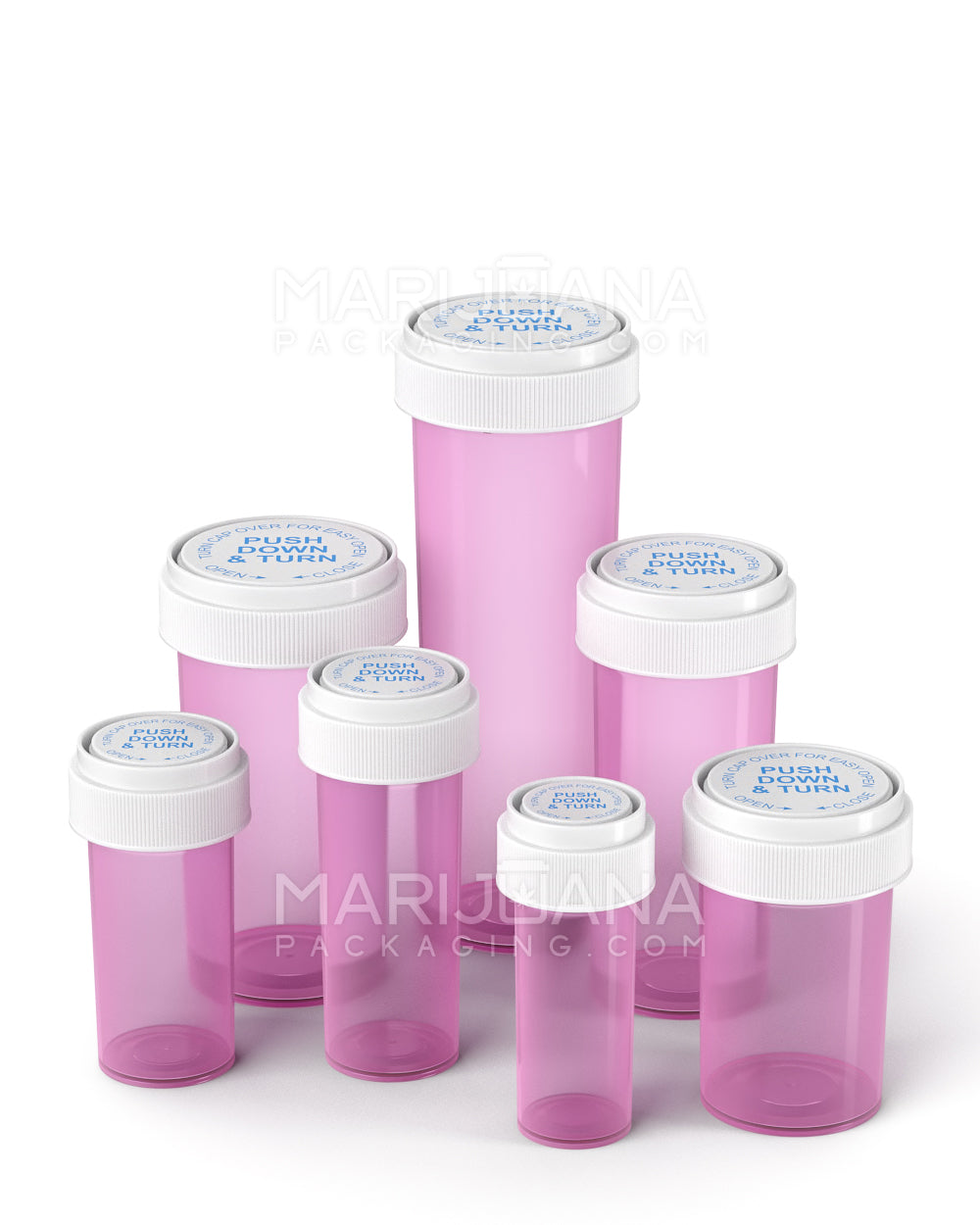 Child Resistant | Pink Reversible Cap Vials | 8dr - 1g - 410 Count - 10