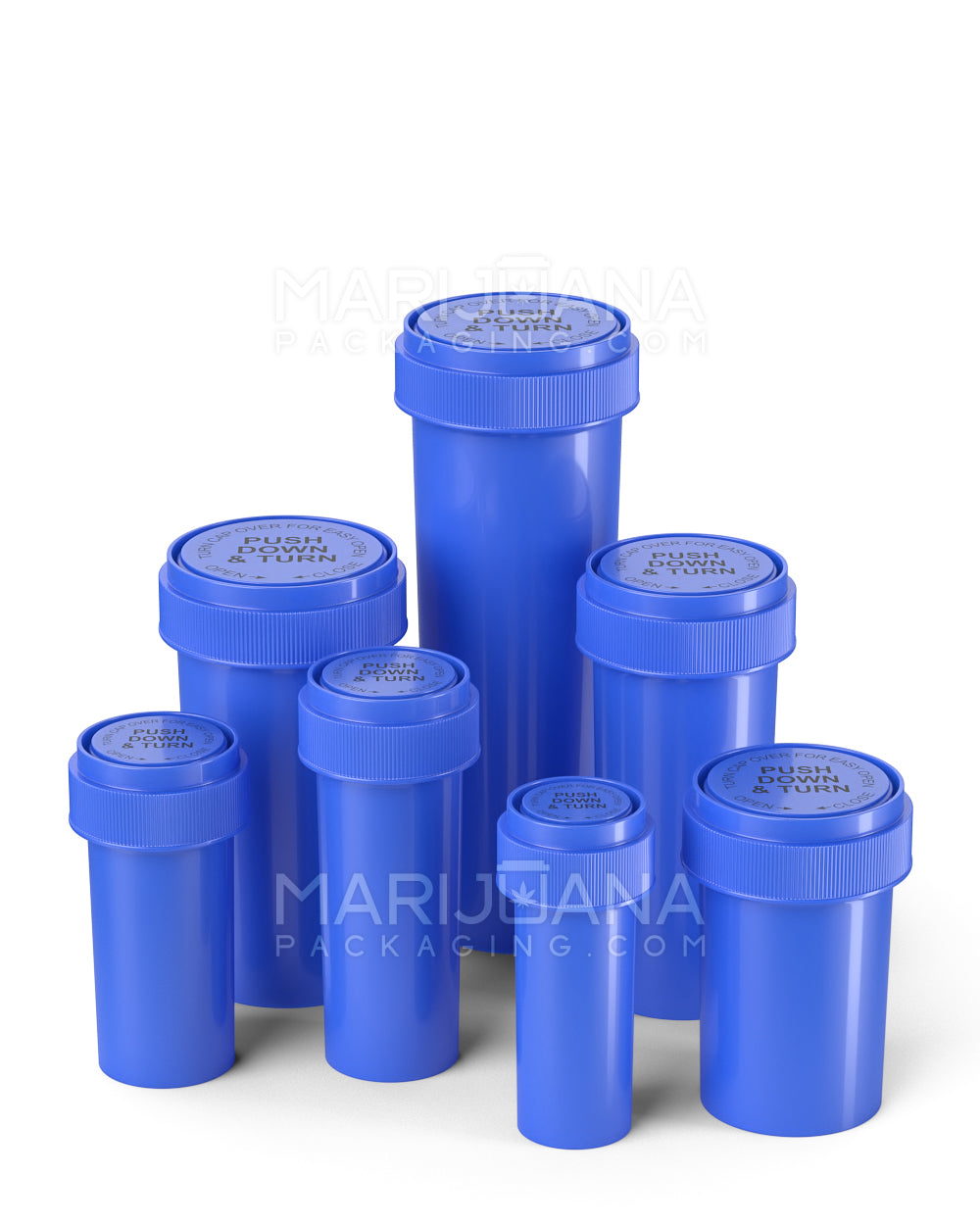 Child Resistant | Opaque Blue Reversible Cap Vials | 40dr - 10g - 150 Count - 10